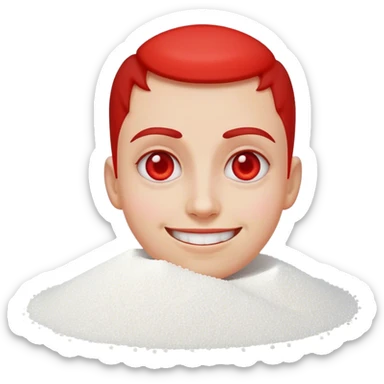 smiling emoji with blood shot eyes next to pile of sugar sticker