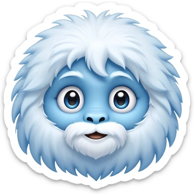 Cinematic Cute Yeti Portrait Emoji, with a charming, small, fluffy form in soft snowy whites and cool blues, featuring big, innocent eyes and a shy, gentle smile, simplified yet irresistibly endearing, highly detailed with a soft glowing outline that captures the whimsical charm of a friendly yeti ready for a cuddle! sticker