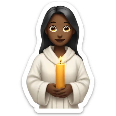 Girl in robe holding candle sticker
