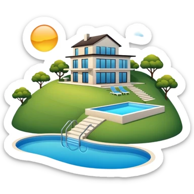 modern house on the hill, with a pool ON THE HILL WITH VIEW OF THE CITY sticker