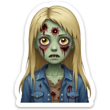 zumbi girl long dark blonde straight hair sticker