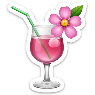 Alcohol drink with pink flower sticker