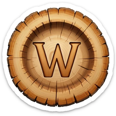 letter w inside tree rings sticker