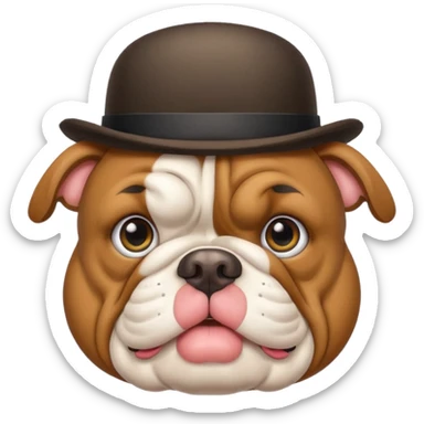 bulldog wearing a monocle and bowler hat sticker