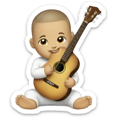 Baby with aguitar white sticker