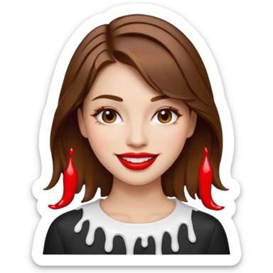 Brown Hair, Woman, white paint drip, face, hot, Sexy, lips sticker