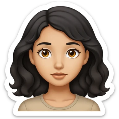 medium tan pretty girl with a little wavy black hair sticker
