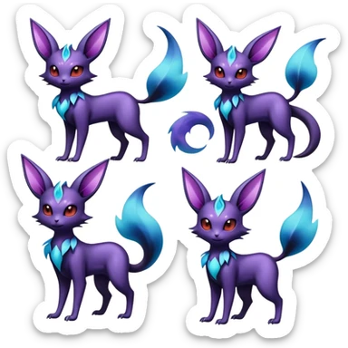 Shiny Dark Ethereal Noibat-Espeon-Umbreon-Nidorino-fusion-hybrid full body sticker