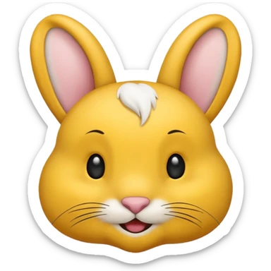emoji d'une tête de lapin jaune et noire qui dit bonjour sticker