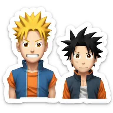  Naruto with luffy hair and goku hair sticker