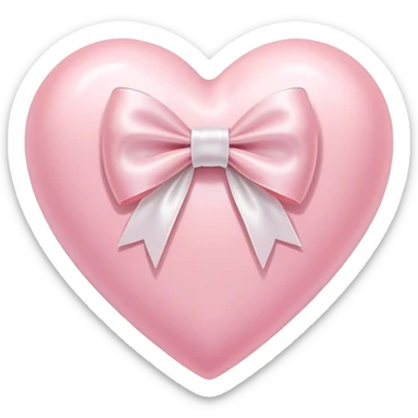Pastel pink heart with white bow sticker