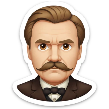 Friedrich Nietzsche with his iconic mustache and serious expression, philosopher sticker