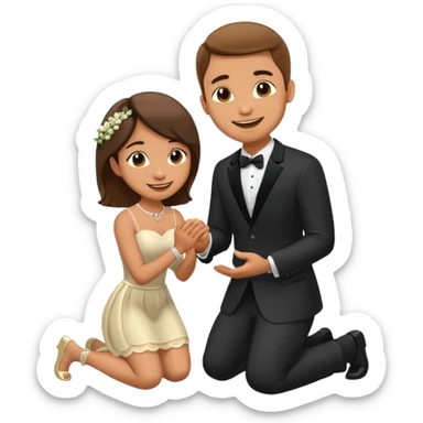 man kneeling and asking for marriage sticker