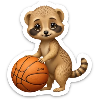 Baby meerkats playing basktball sticker
