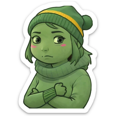 girl crossing arms holding neck making upset face emoji sticker