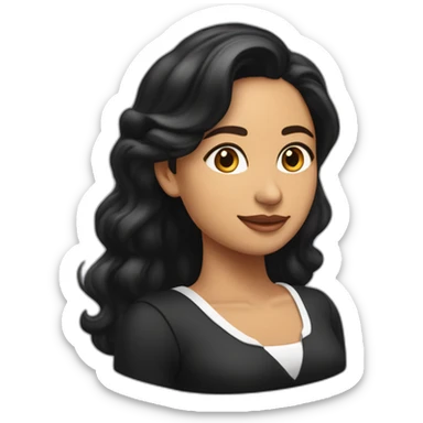 Thayri Galicia mujer speaker morena cabello negro liso con pollina sticker