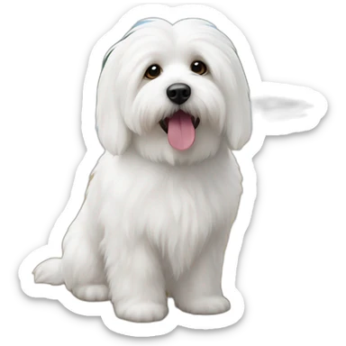 perrita coton de tulear en la playa sticker
