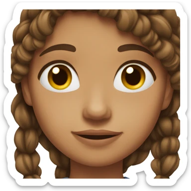 A girl with brown hair and a face in love sticker