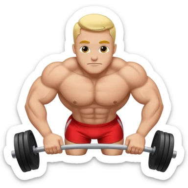 Bodybuilder bold doing pushups sticker