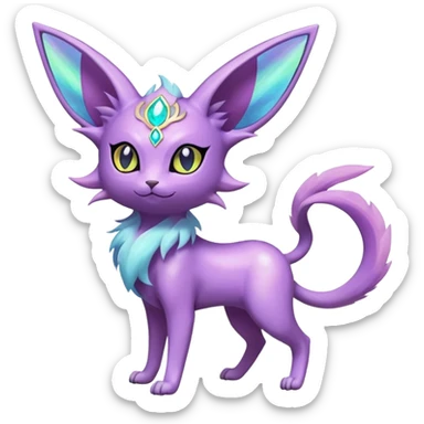 Shiny Exotic Elemental Espeon-Persian-Pokémon-Fakémon-hybrid-creature (full body) sticker