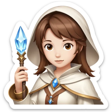 Pretty girl brown hair white mage casting freeze sticker
