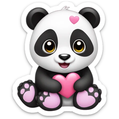 panda with hearts sticker