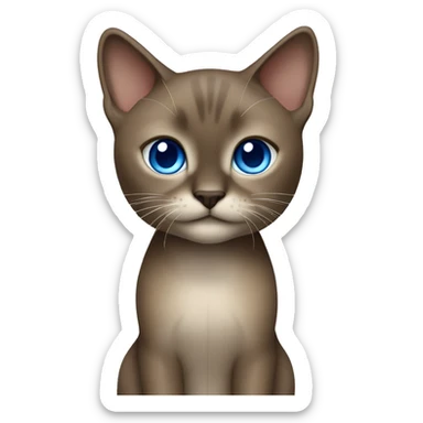 Dark Brown face - beige body female thai cat with blue eyes  sticker