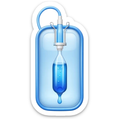 IV bag with blue liquid sticker