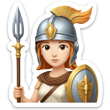 Goddess Athena with helmet and spear sticker