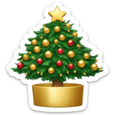 Kerstboom met gouden kerstballen zonder gezicht sticker