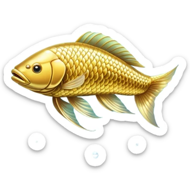 golden arowana, swimming, sparkling gold scales sticker