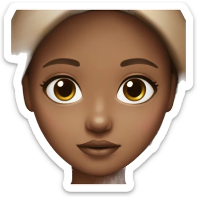 deep brown doll eyes, light brown hair, feminine, pink, girl, angelic sticker