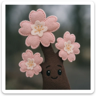 sakura cherry blossom, plush portrait style sticker
