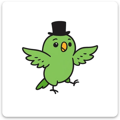 Make the parrot green in hand drawn doodle style. sticker