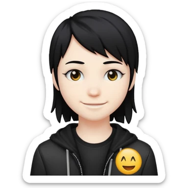 goth emo black hair peak and cool emoji sticker