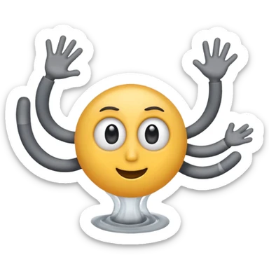 cyclone emoji with big round eyes and stick black arms and legs, simple emoji style sticker