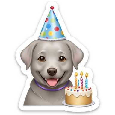 Silver lab saying happy birthday sticker