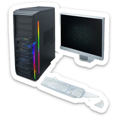 black gaming desktop pc with RGB sticker