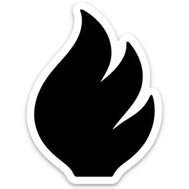 blue abstract flame shape, geometric, solid black fill sticker