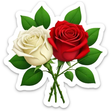 One red flower and one white flower in bouquet sticker