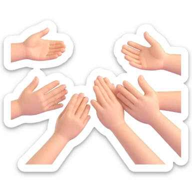 yellow emoji style Realistic hands clapping, joyful celebration, focus on hands, motion blur, bright background sticker