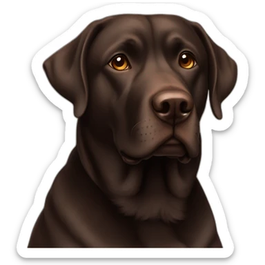 5 years old, female, Chubby dark brown english lab, tired face, looking at you confused sticker