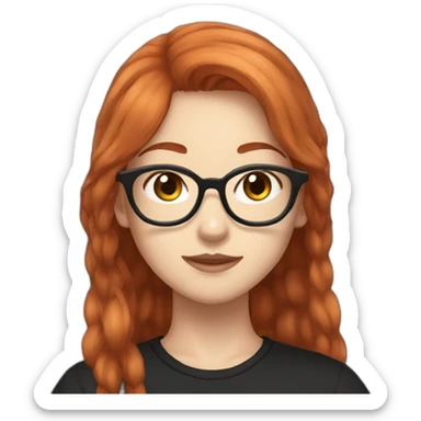 girl otaku redhead with glasses and black shirt sticker