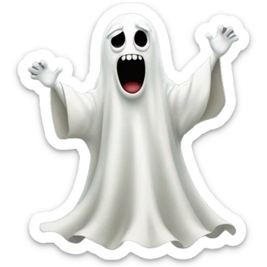 the evil ghost of Pepe in full body height. Hands raised in the air. The ghost scares sticker