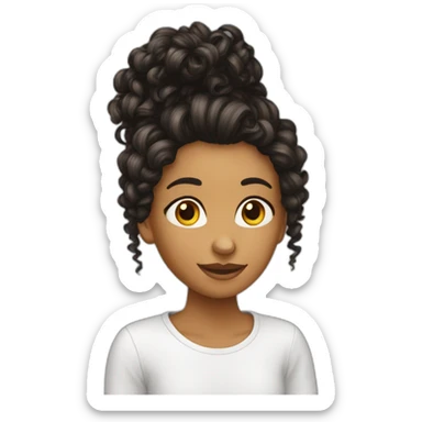 Ado fille métisse cheveux long et boucle sticker