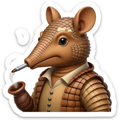 Armadillo smoking a pipe sticker