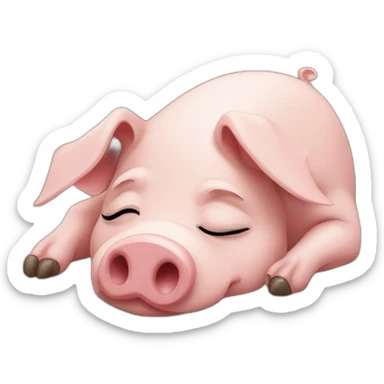 pig suffering, lying down, sad sticker