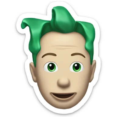 elon musk with a clown face and green nose with a dollar sign on it and puppy dog tongue and ears like an egirl sticker