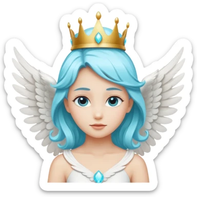 an angel with a cyan crown on her head, 4 wings sticker