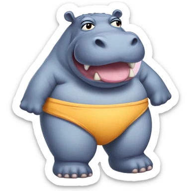 Hippo with a hate and bikini  sticker